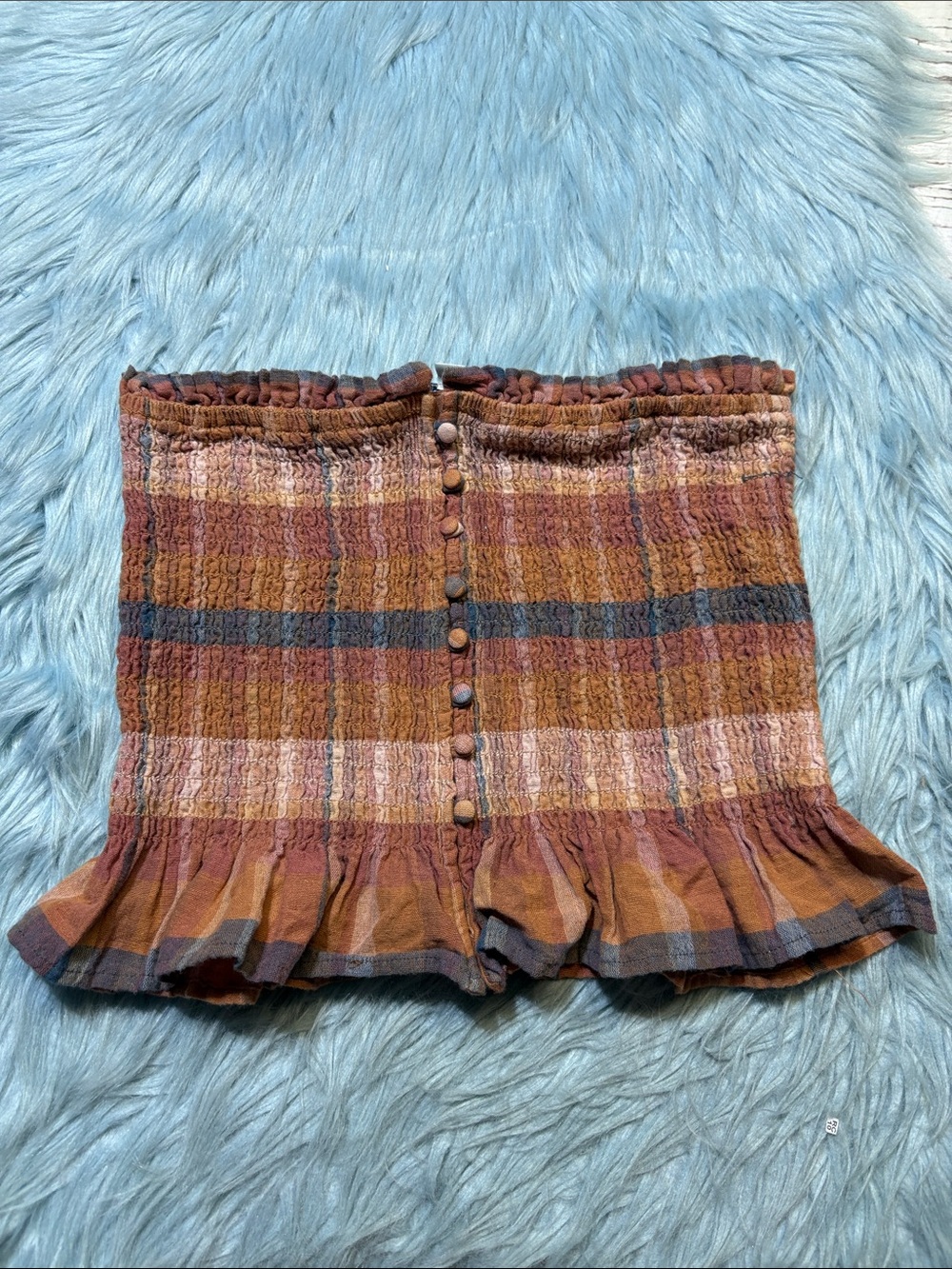 American Eagle Rust-Pink Smocked Cropped Tube Top sz M